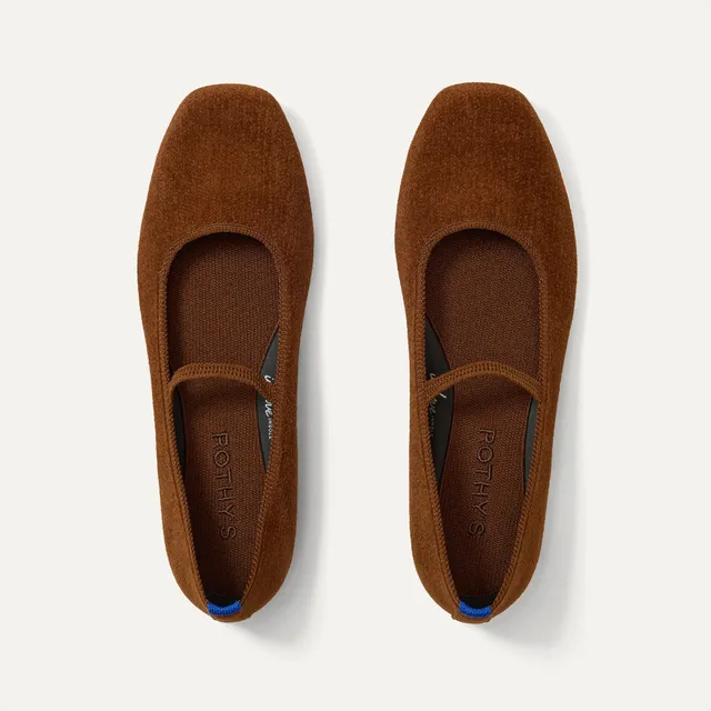 Rothy's The Max Square Mary Jane ballerine ReVelvet Russet