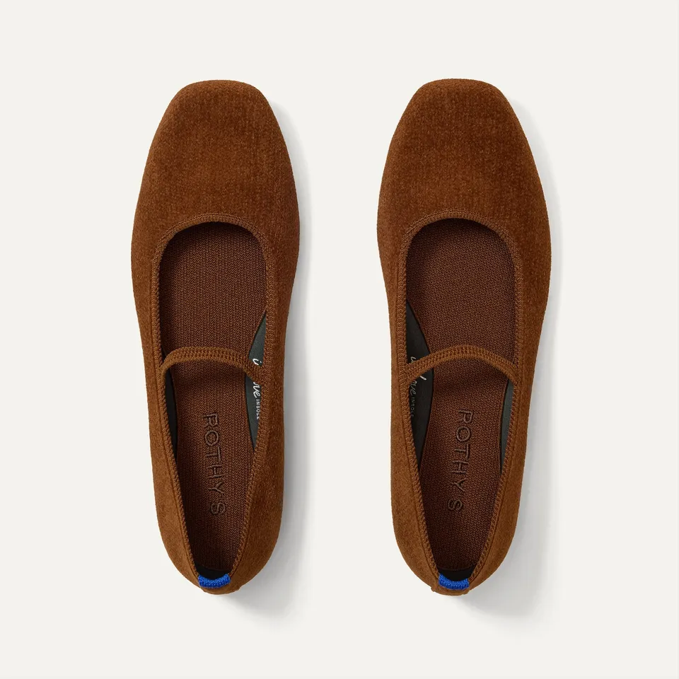 Rothy's The Max Square Mary Jane ballerine ReVelvet Russet