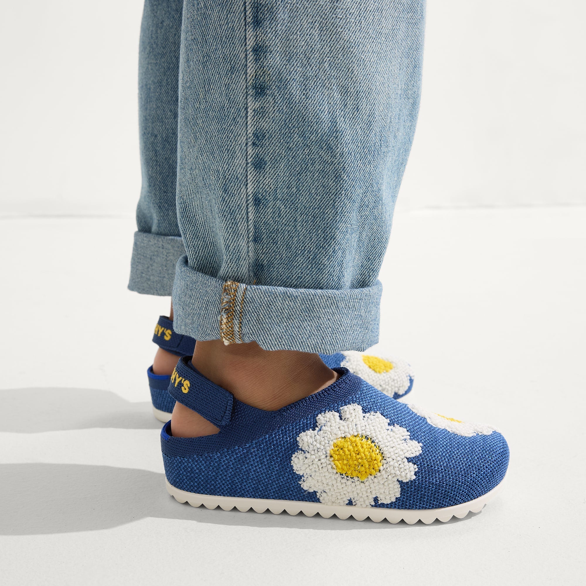 Rothy's The Kids Clog zoccoli bimbo Indigo Daisy blu fiori