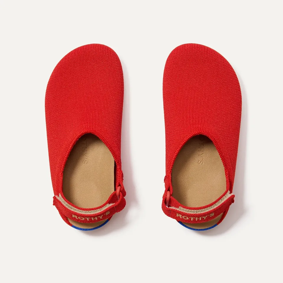 Rothy's The Kids Clog zoccoli bimbo Firetruck Red strappo