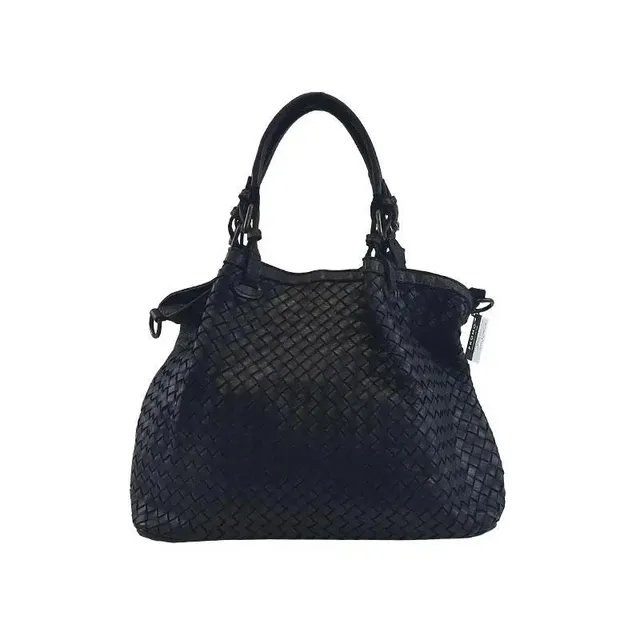 Sandro Barbera Bazi59 borsa intrecciata nera pelle donna