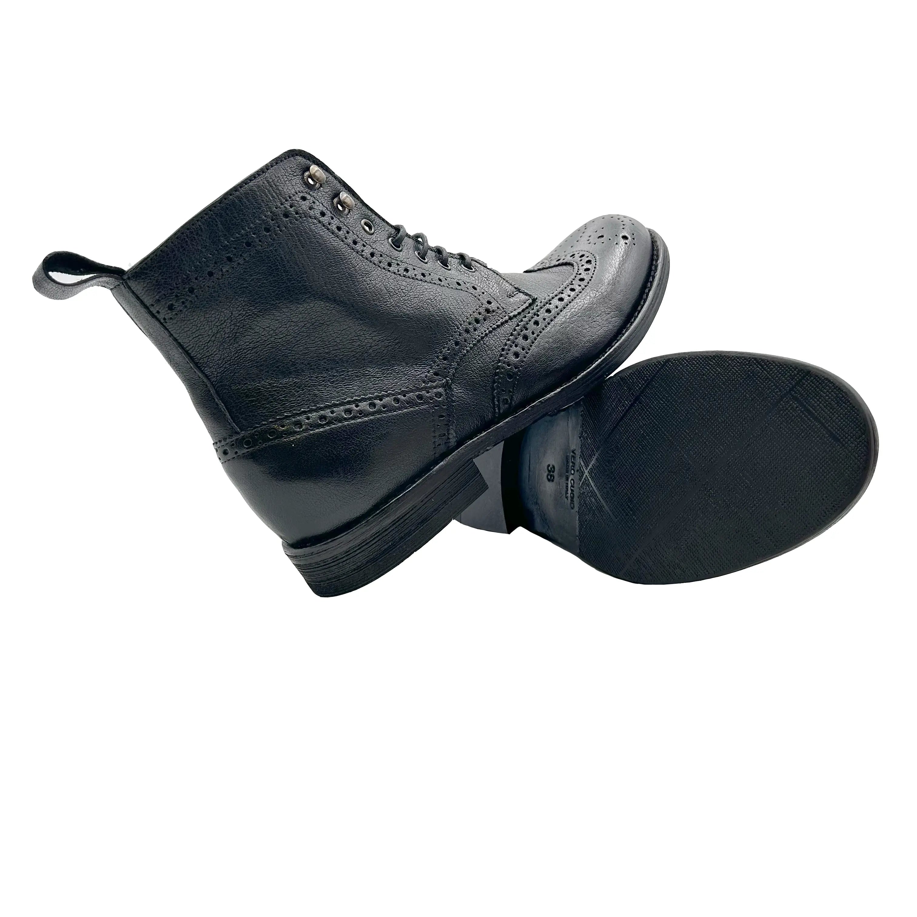Sandro Barbera D1712 stivaletto donna nero stone wax brogue