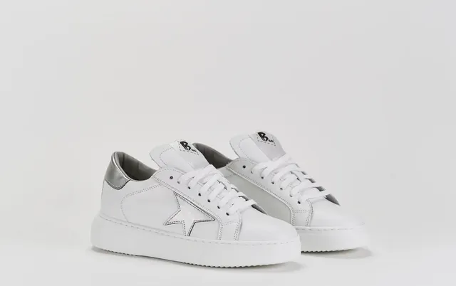 B68 Hollywood White sneaker donna pelle bianca
