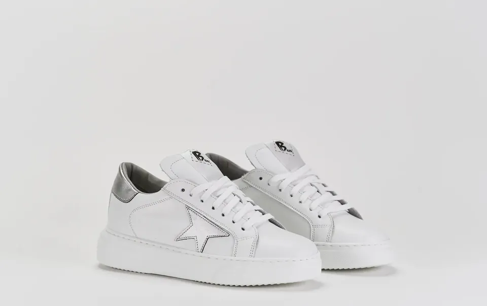 B68 Hollywood White sneaker donna pelle bianca