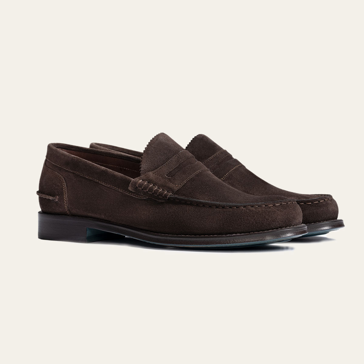 Dellovo Foria mocassino camoscio blu cuoio