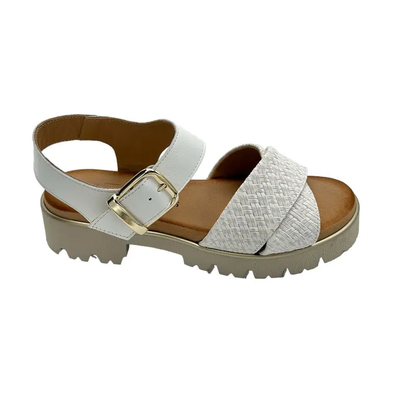Sandro Barbera 1097 sandali donna bianchi treccia pelle