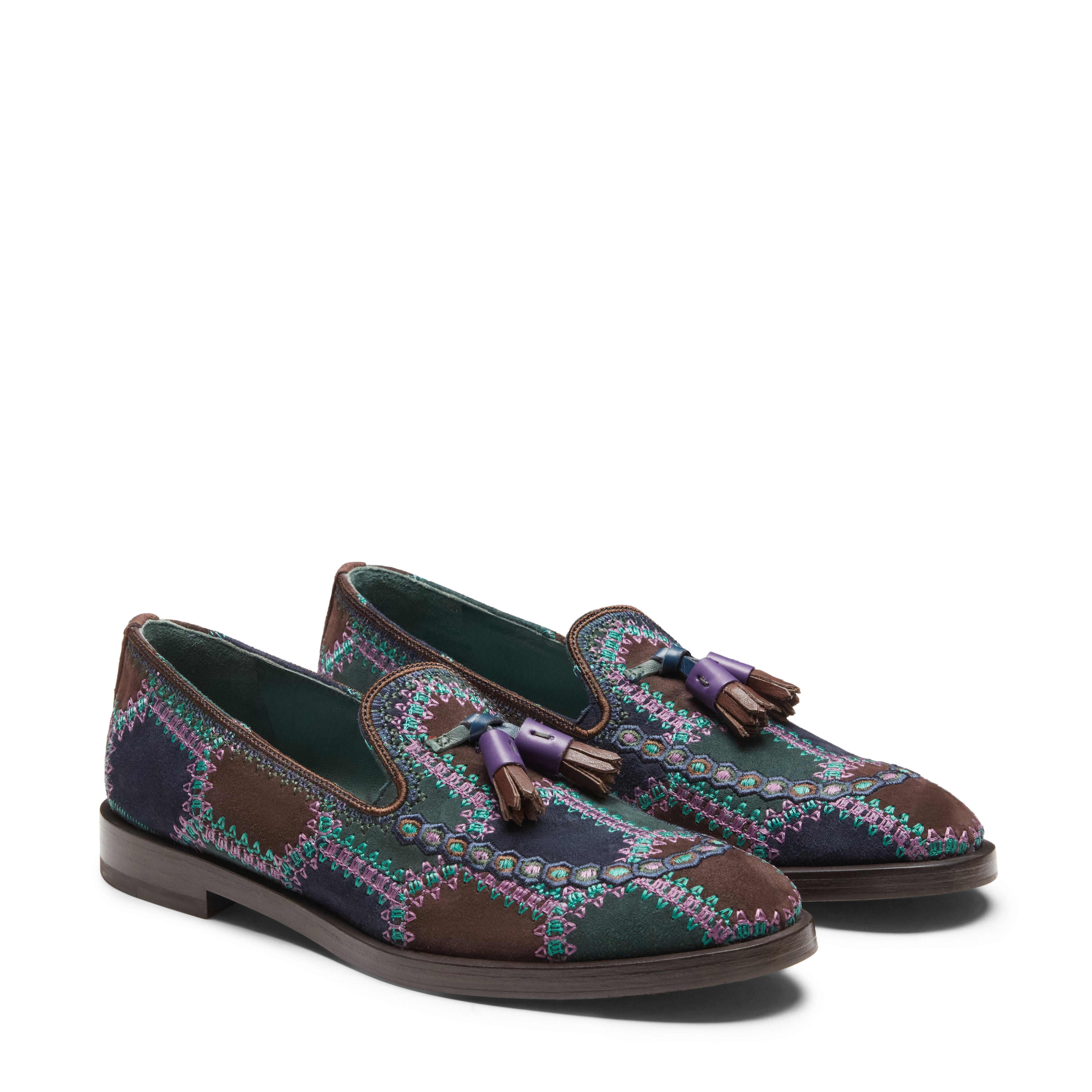 F.lli Rossetti Brera 68125 mocassino suede bottiglia ricamato