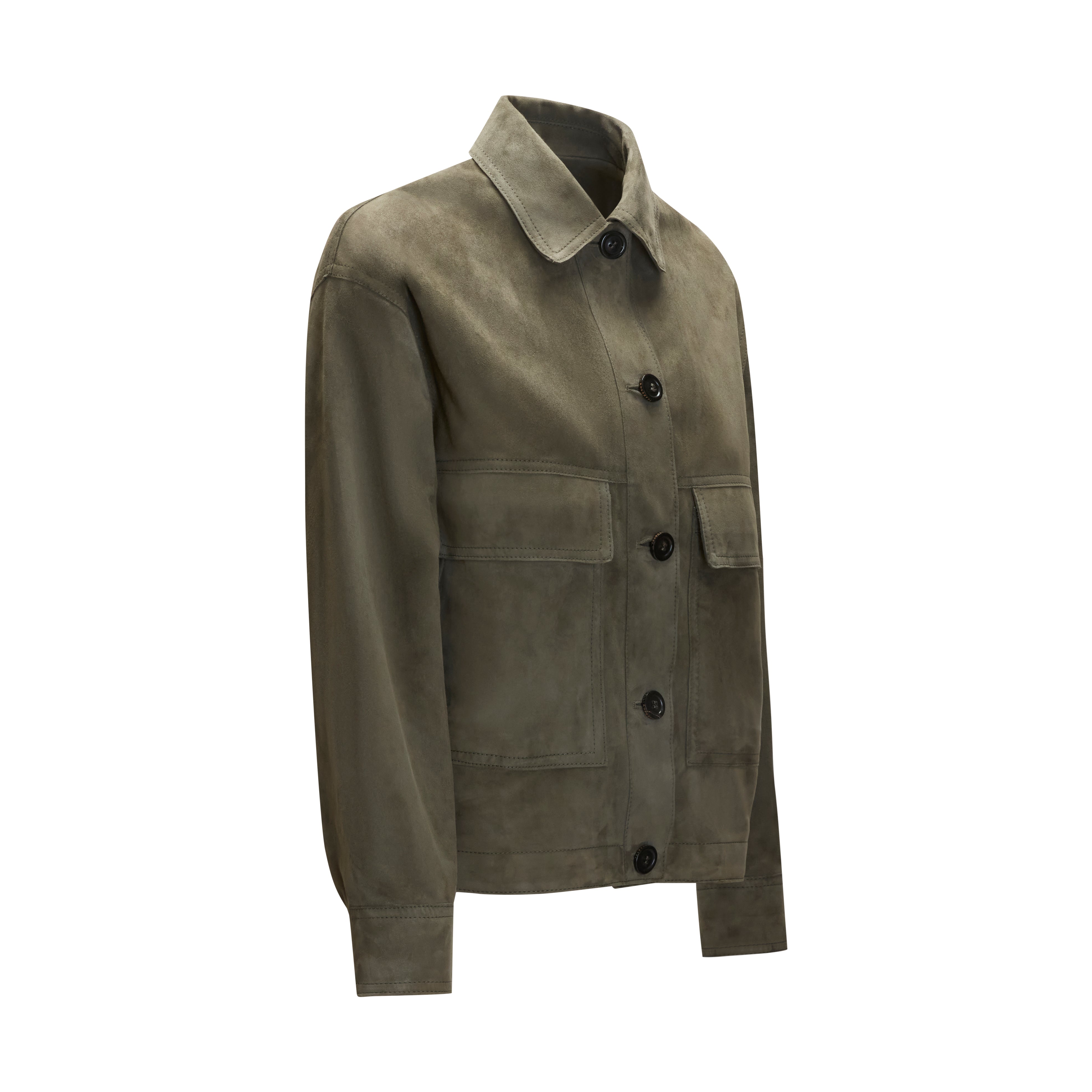 F.lli Rossetti giacca donna verde salvia pelle scamosciata boxy