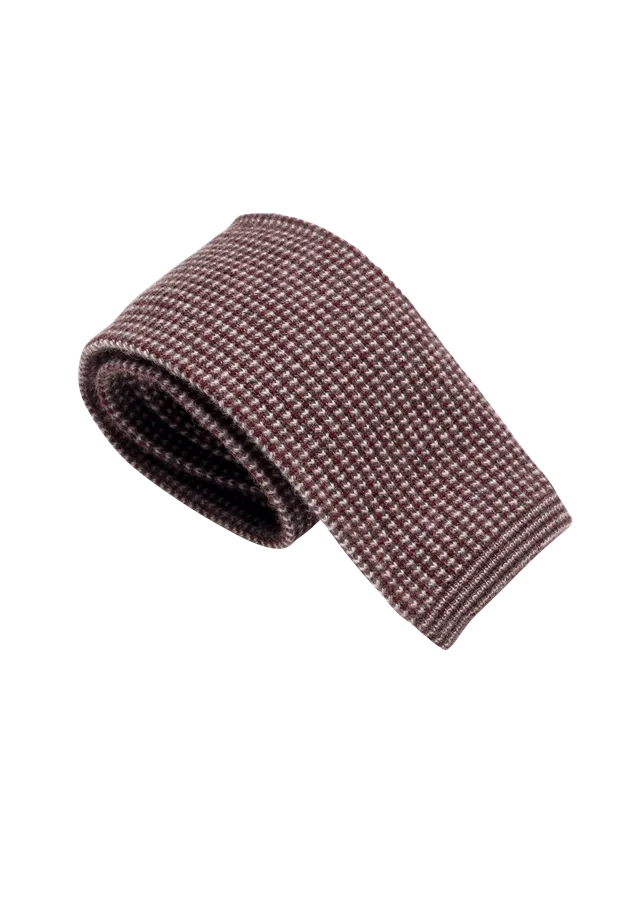 Stefano Bemer Maglia Pattern 1 Cravatta Lana Bordeaux 8 cm