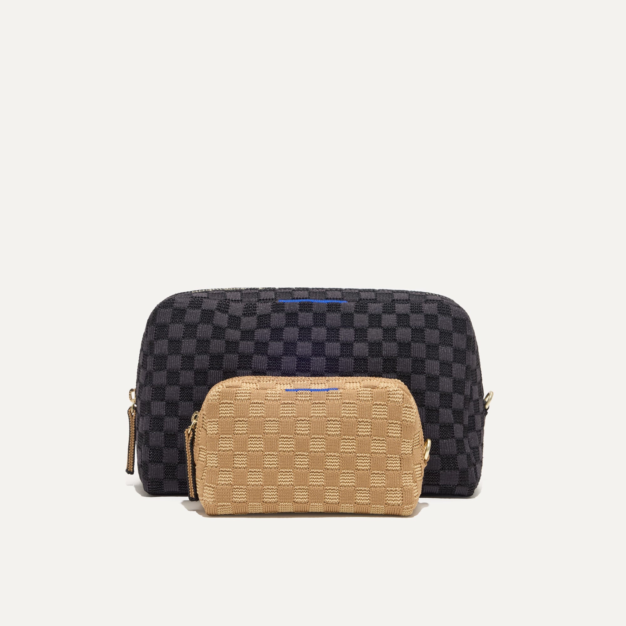 Rothy's The Universal Pouch Set pochette Black Cream Plaid