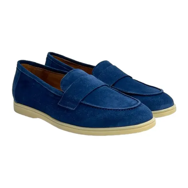 Sandro Barbera 180 Jeans mocassino donna blu scamosciato
