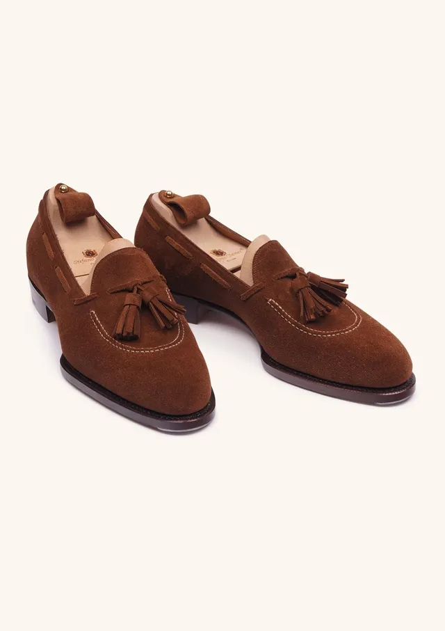 Stefano Bemer T1327 Mocassini Camoscio Nappine Tan Suola Cuoio