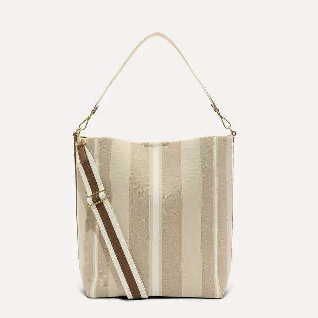 Rothy's Bucket Bag borsa secchiello oat latte righe