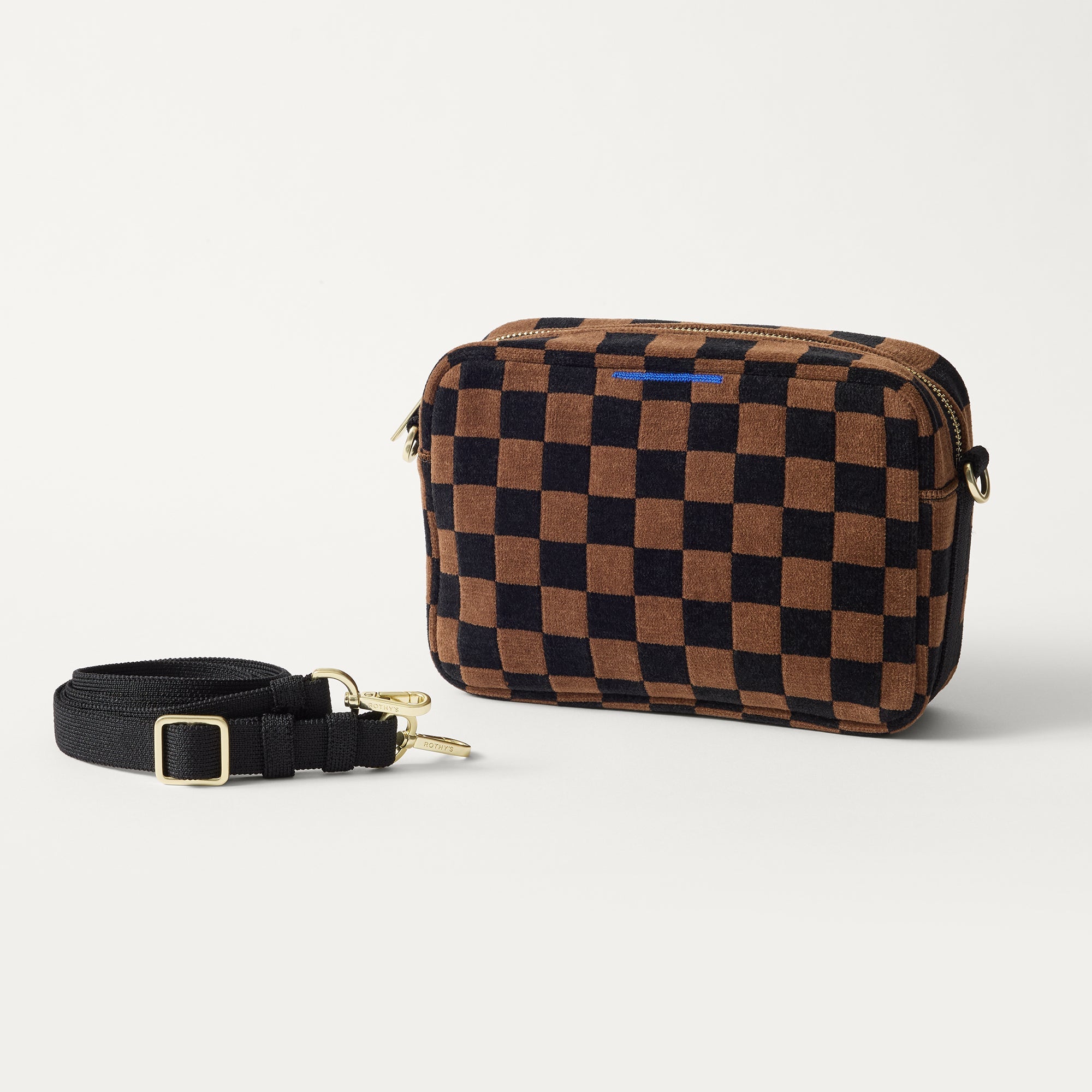 Rothy's The Crossbody Camera Bag borsa tracolla ReVelvet Umber Check