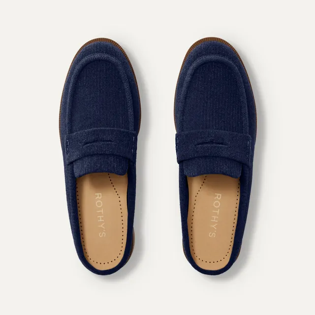 Rothy's The Penny Loafer Mule mocassini blu navy scamosciati