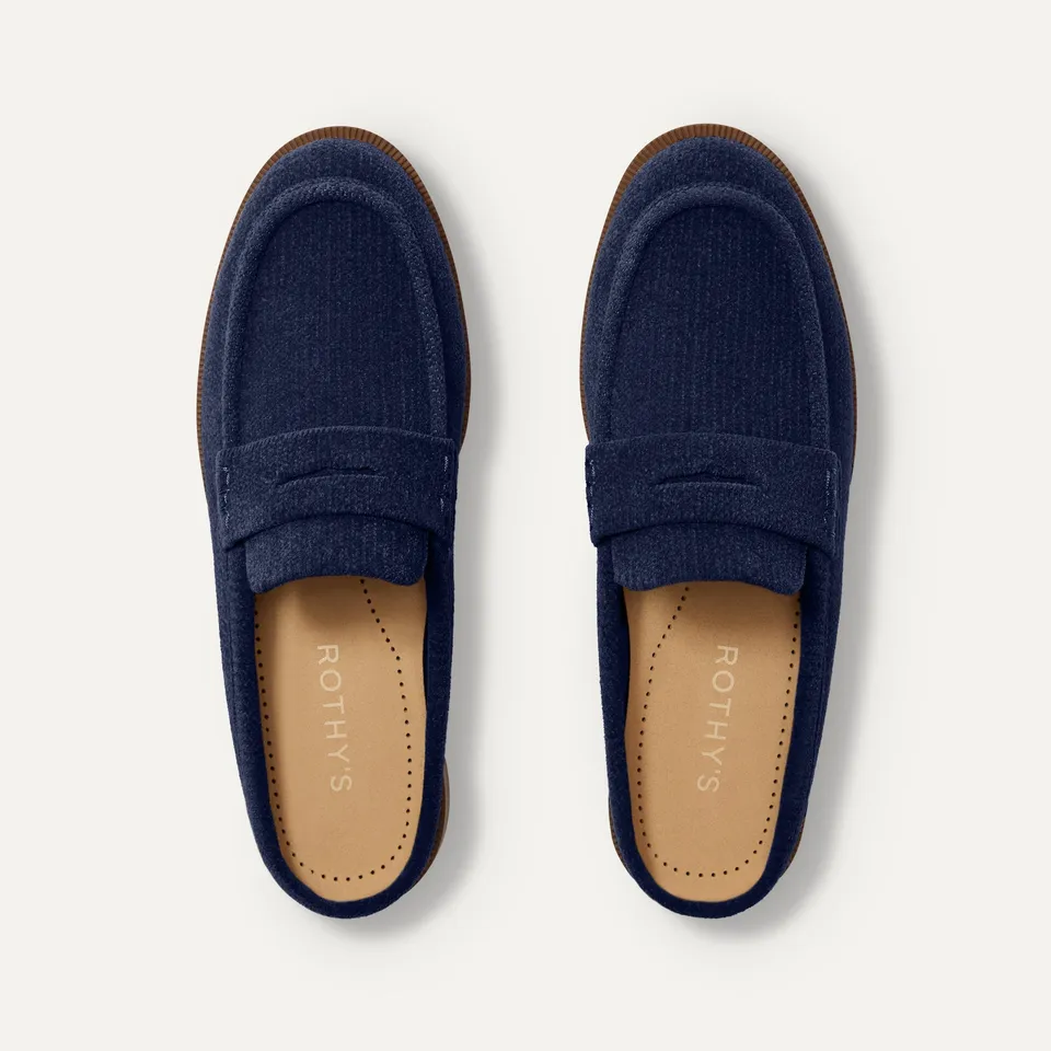 Rothy's The Penny Loafer Mule mocassini blu navy scamosciati
