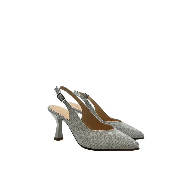 Sandro Barbera 704 Sandalo Chanel Silver Tacco 75 Pelle