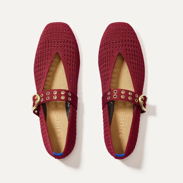 Rothy's Max Buckle Mary Jane ballerine Ruby Mesh bordeaux
