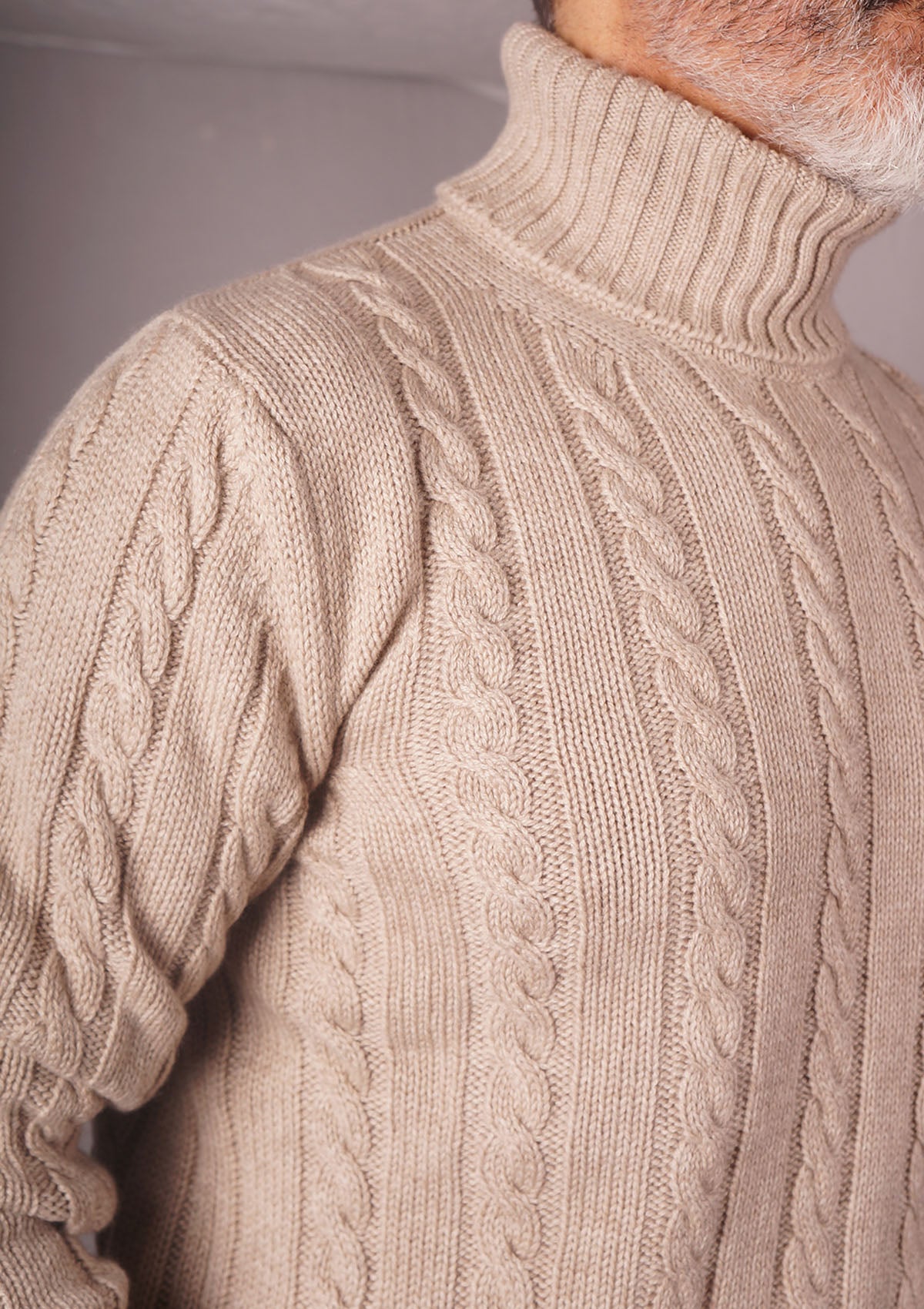 Stefano Bemer dolcevita beige cashmere taglia 50 trecce