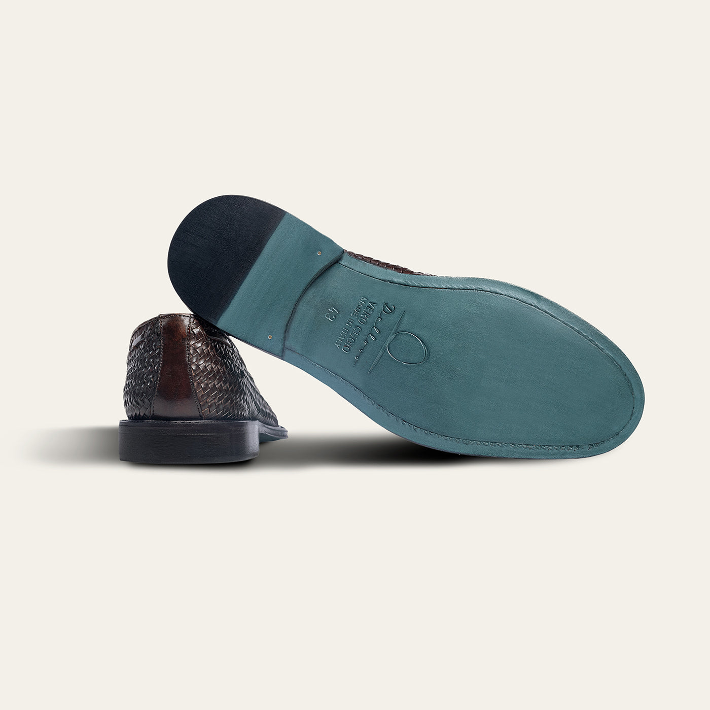 Dellovo Meta mocassino uomo Sudan pelle intrecciata