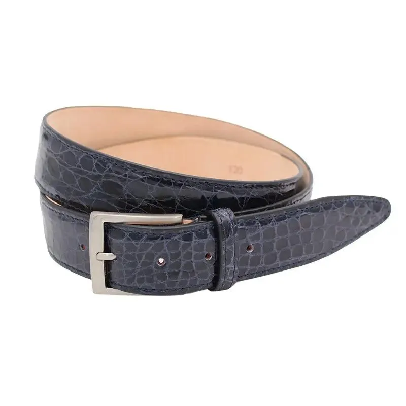 Sandro Barbera Cinture Coccodrillo cintura blu vera pelle 110 cm