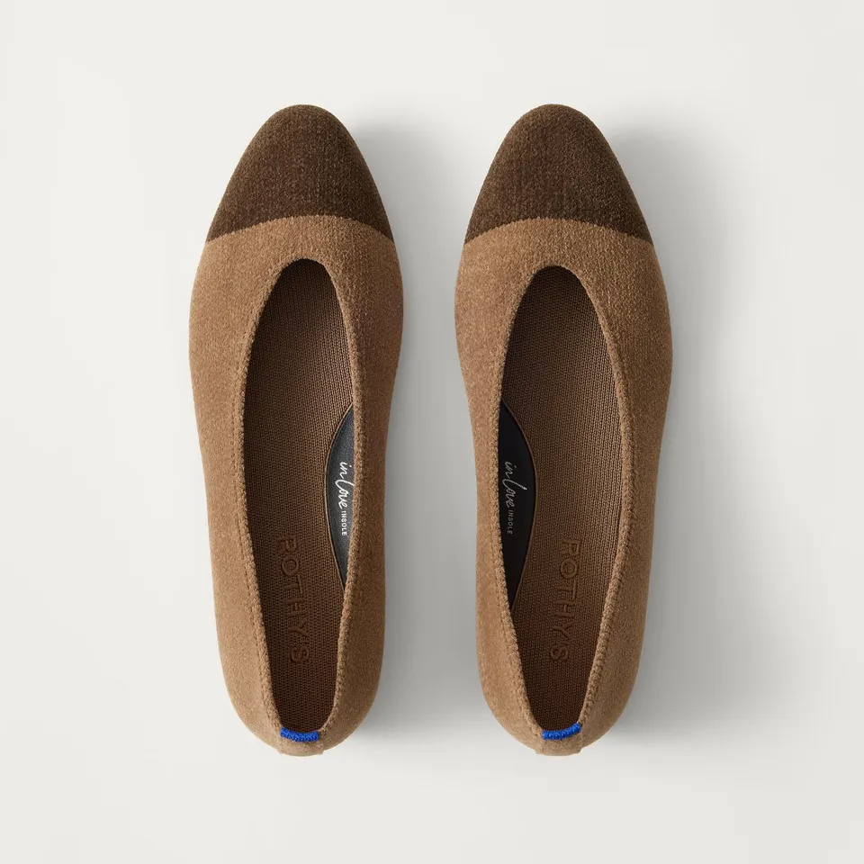 Rothy's Almond Ballet ballerine Portobello Captoe velluto