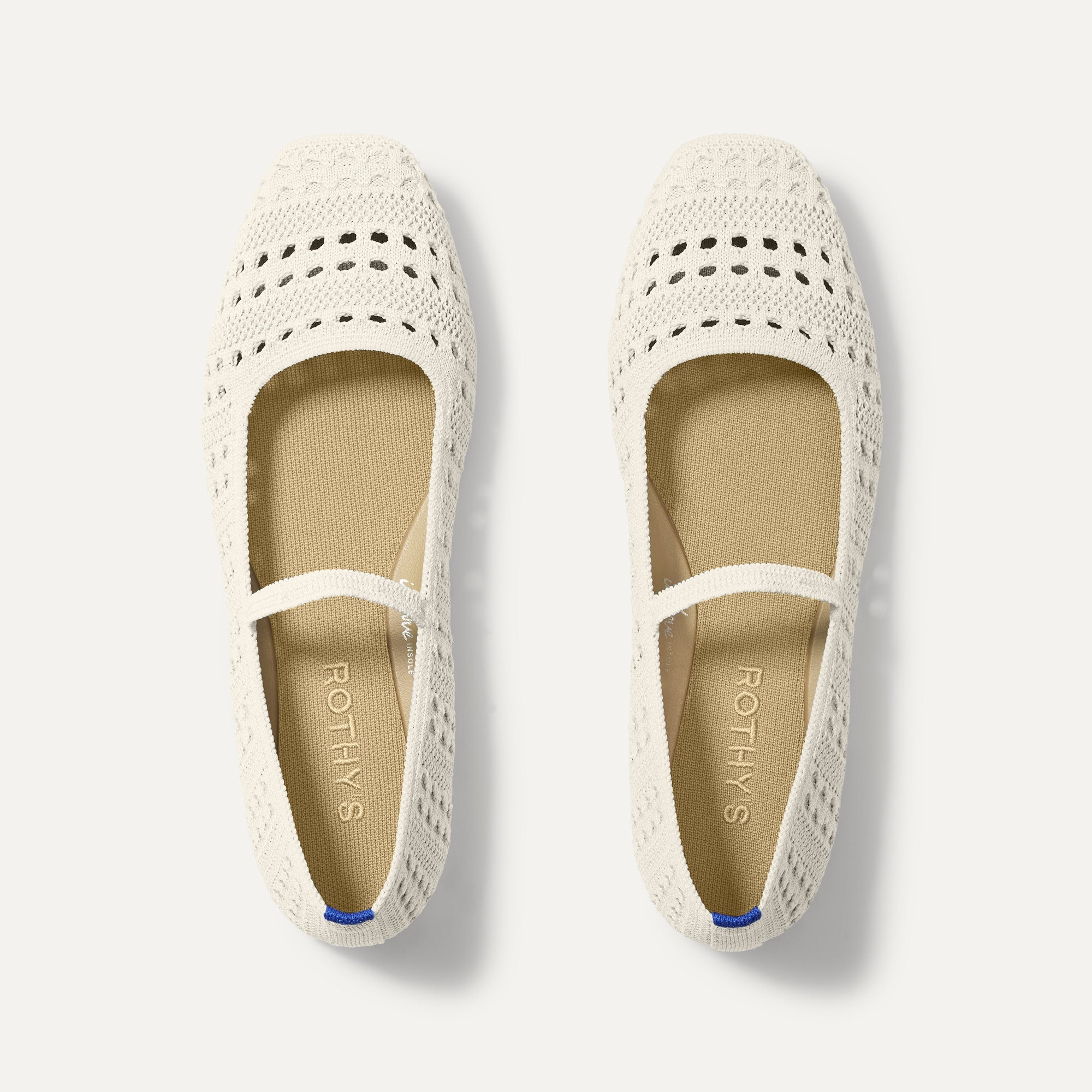 Rothy's The Max Square Mary Jane ballerine Sandy Crochet crema