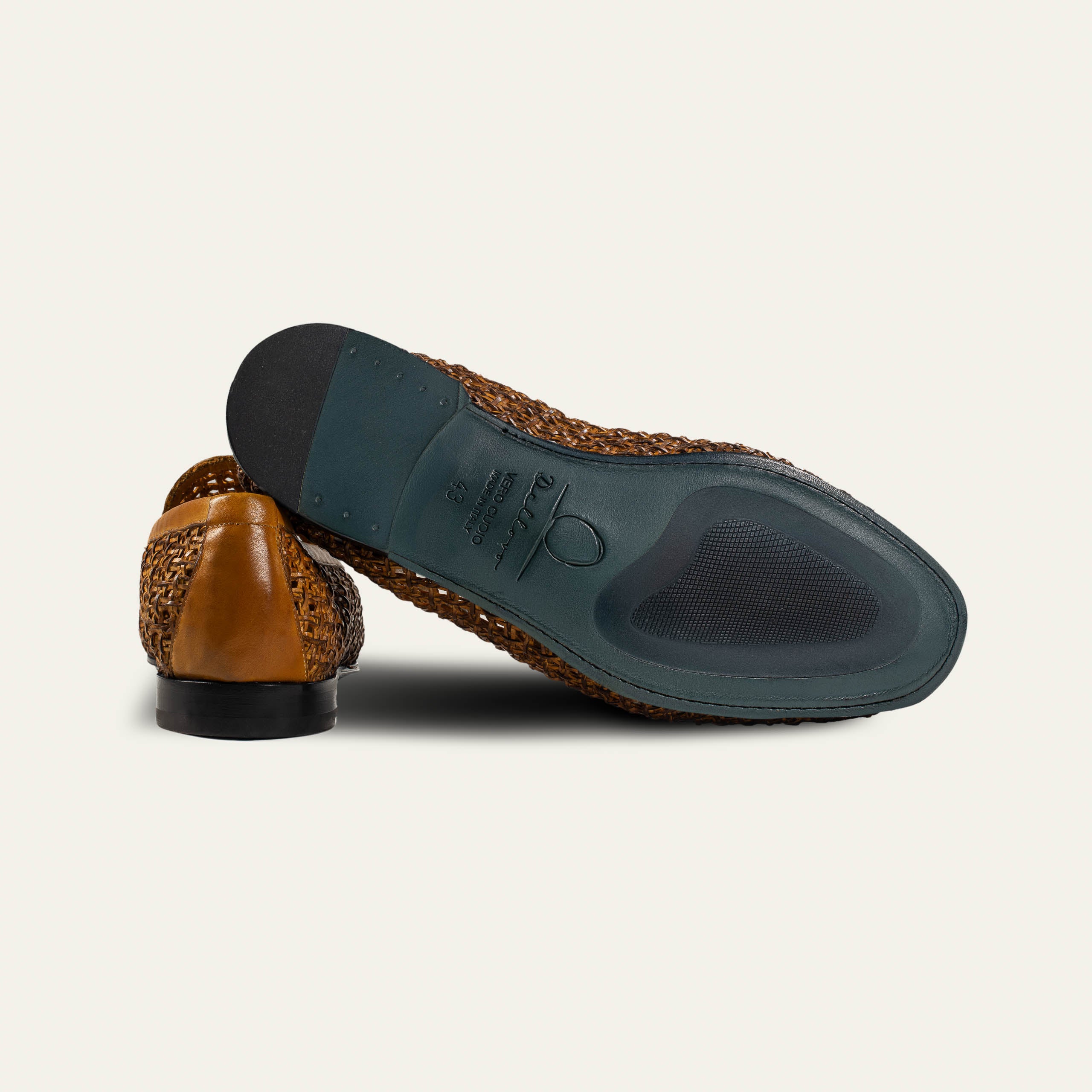 Dellovo Licosa oxford loafer stuoia intrecciata taupe