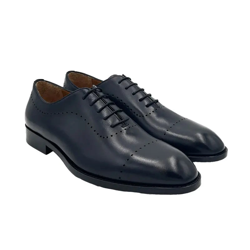 Sandro Barbera 33209 Oxford stringate uomo pelle blu tinta mano