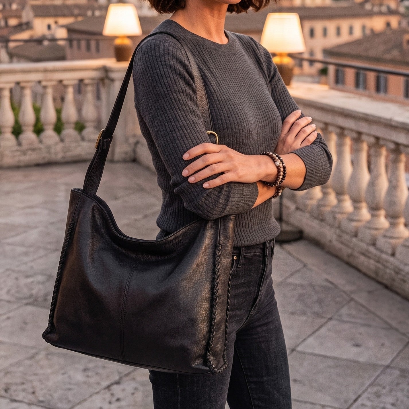 Sandro Barbera & Figli BATL48 Borsa a Spalla Nero Pelle