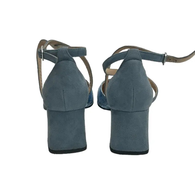Sandro Barbera & Figli 706 scarpe donna azzurre pelle tacco 6