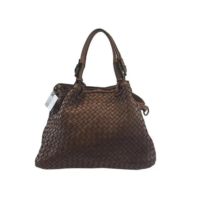 Sandro Barbera Bazi59 borsa intrecciata pelle moro