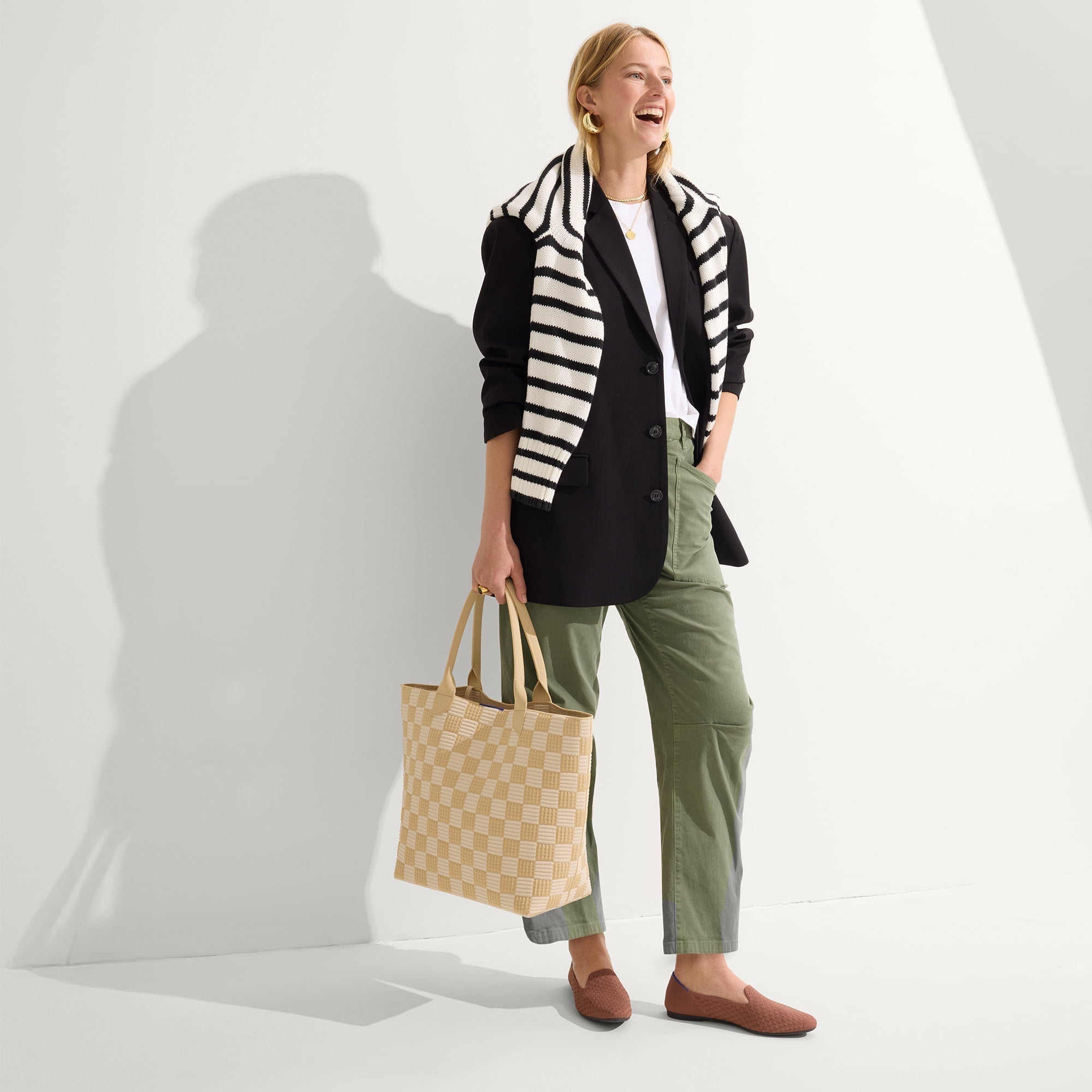Rothy's The Lightweight Tote borsa tote Checker Sand beige