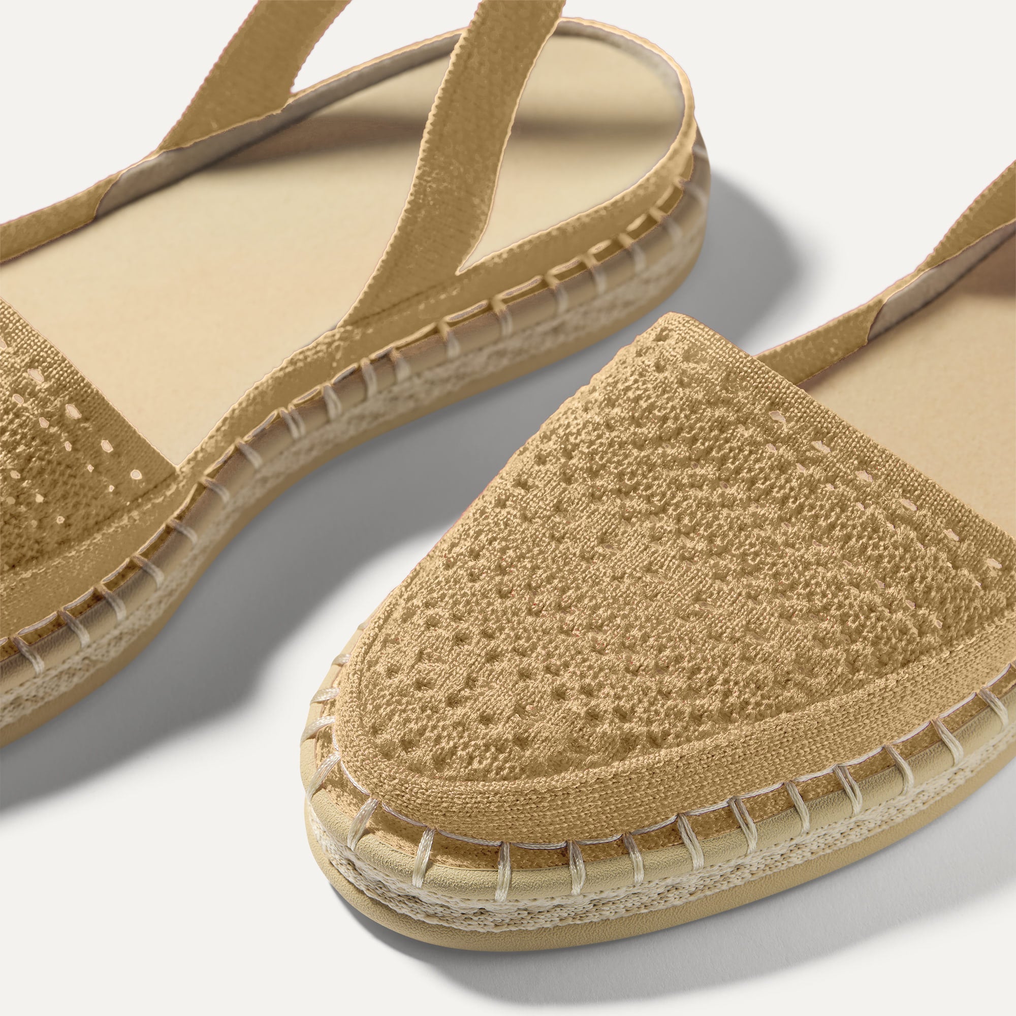 Rothy's D'Orsay Espadrille ballerina Camel Crochet traforata
