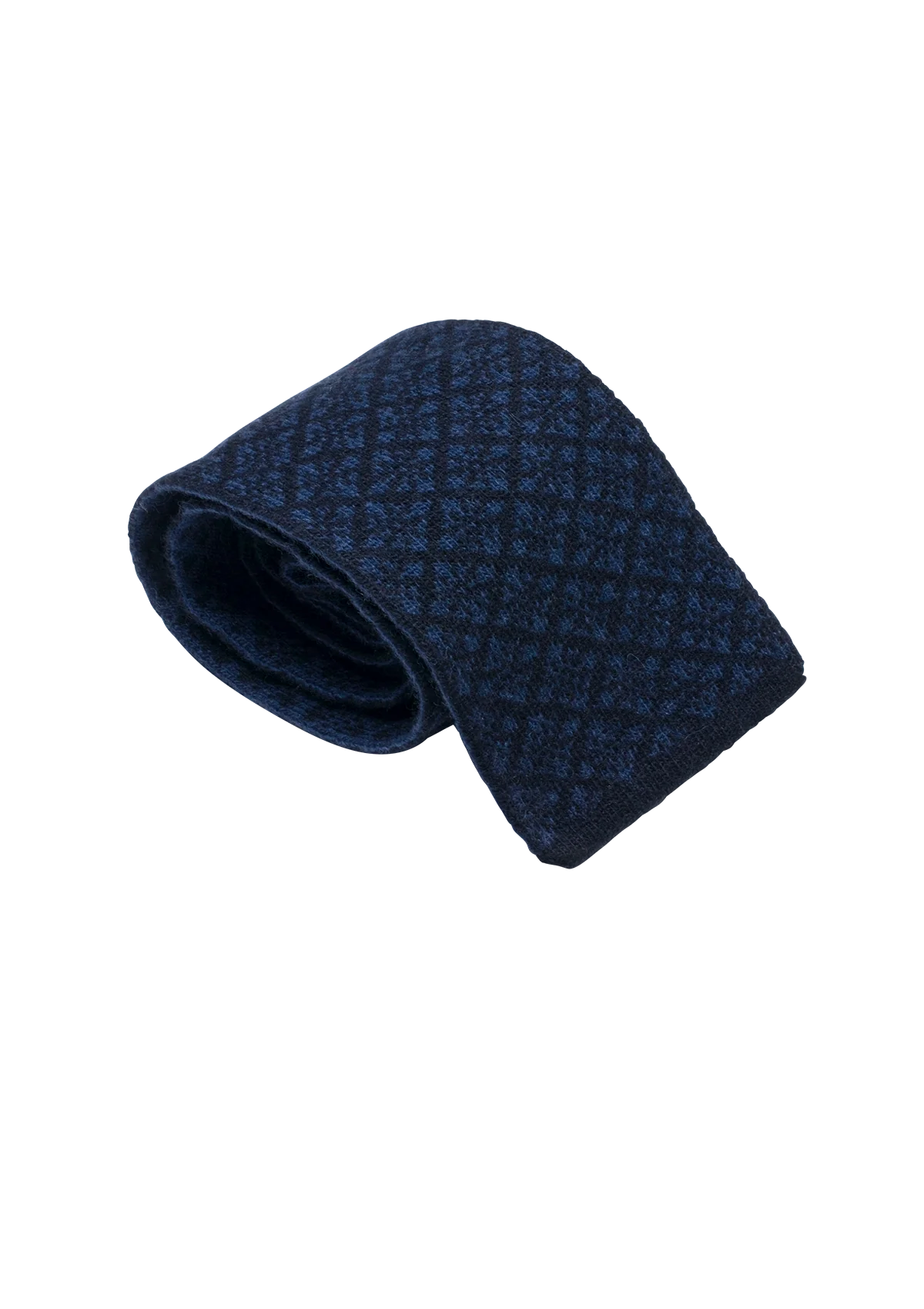 Stefano Bemer Ties Pattern 5 cravatta blu lana maglia 8 cm