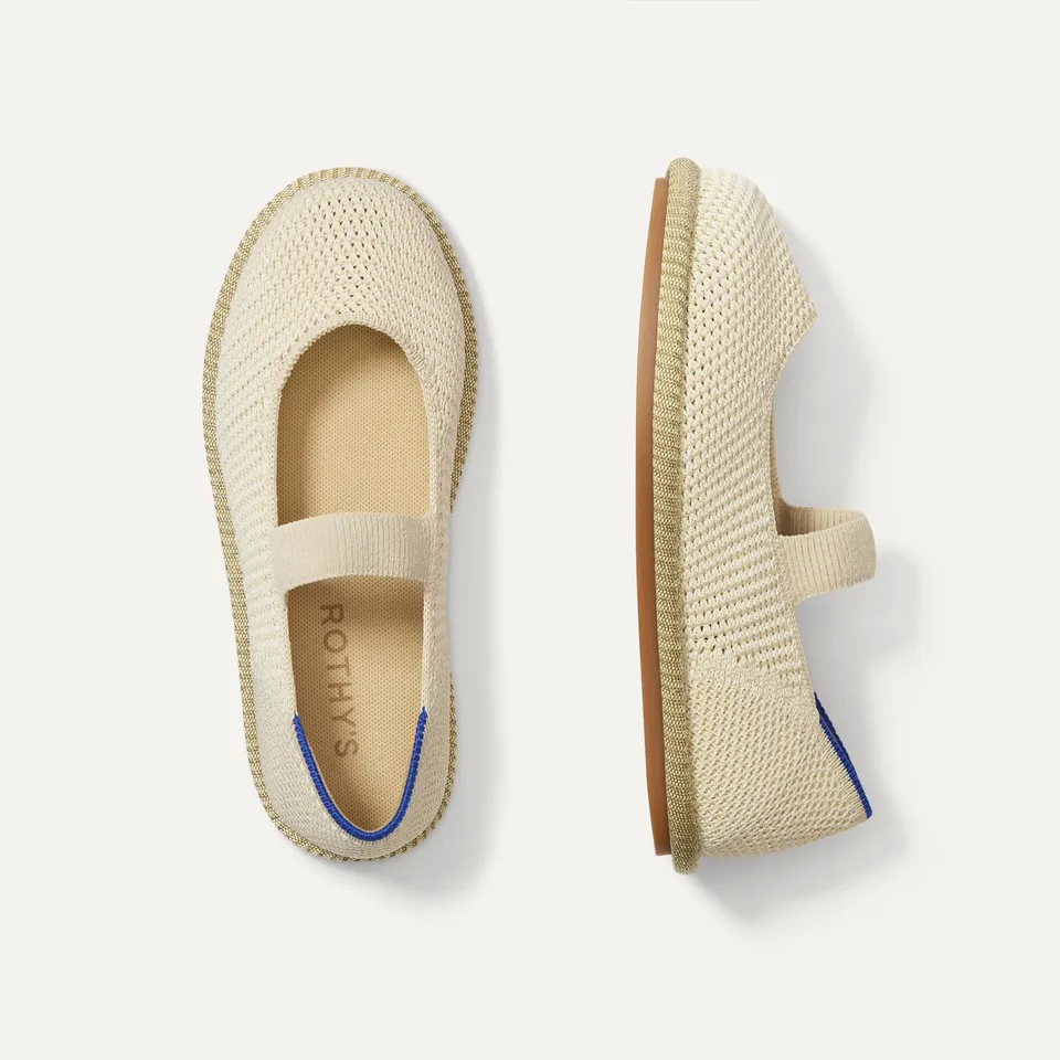 Rothy's Mini Mary Jane ballerine Opal Raffia-Knit avorio