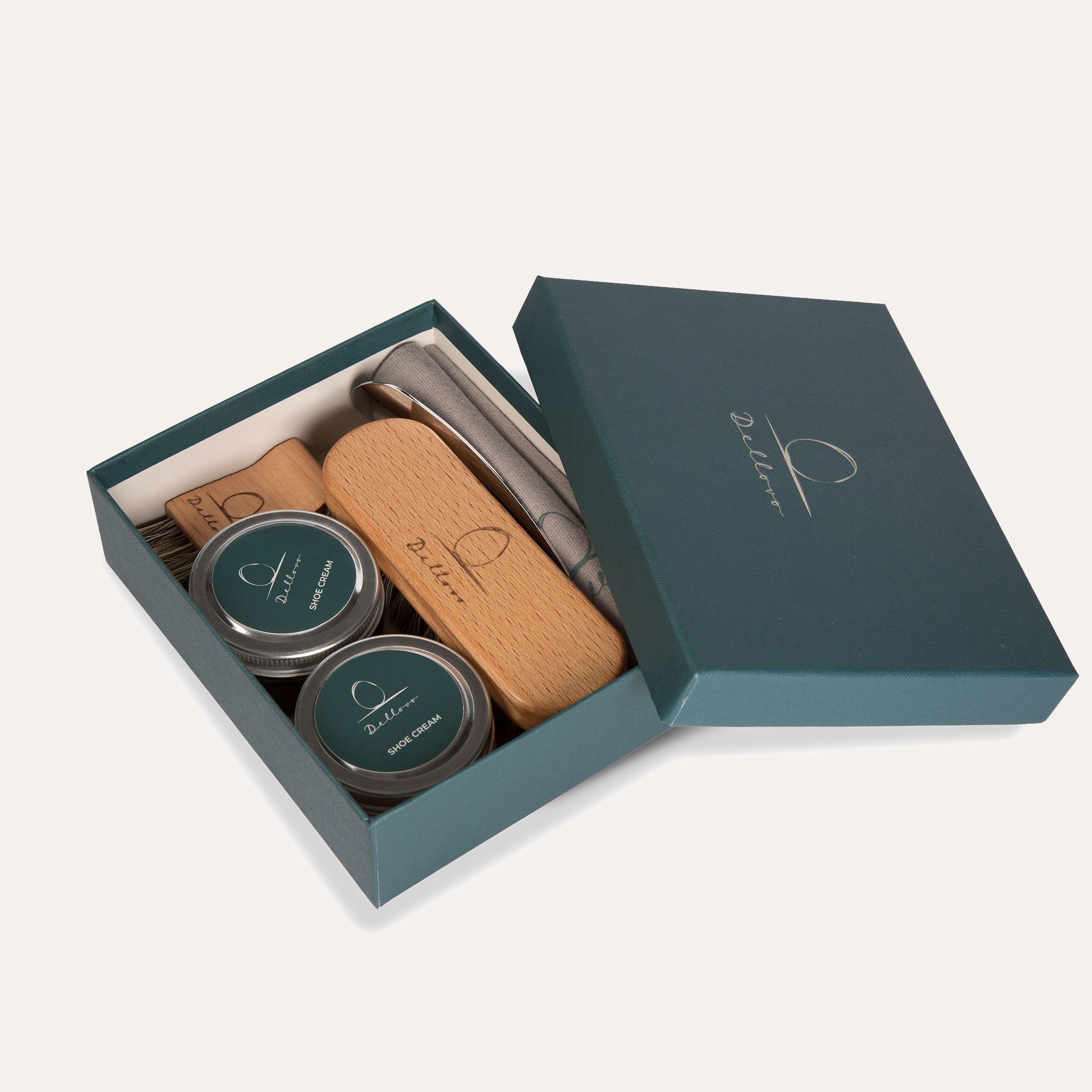 Dellovo Kit per pelli lisce spazzole e creme neutro