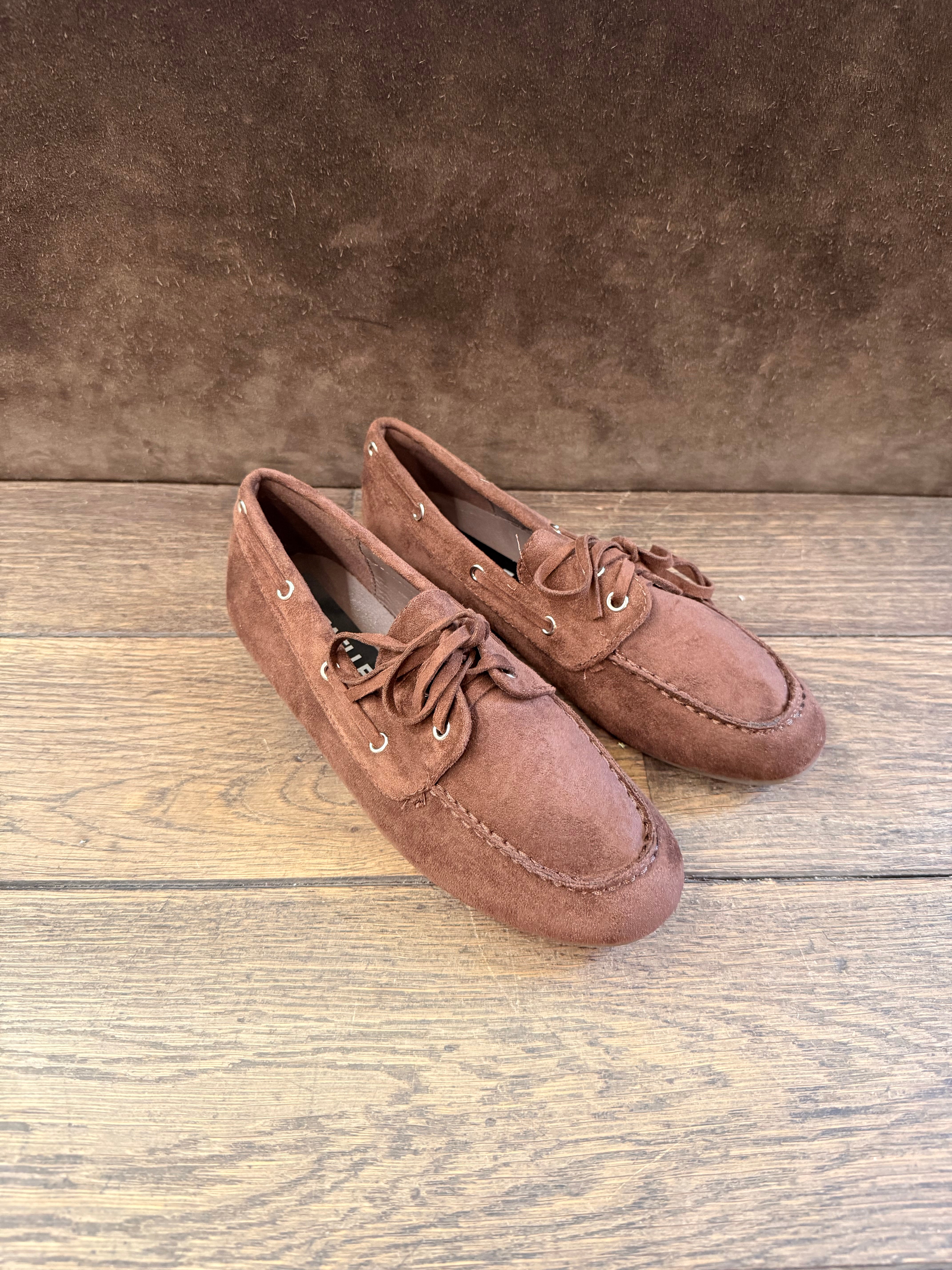 Linea Elle Scarpa da Barca Brown Alcantara donna 38