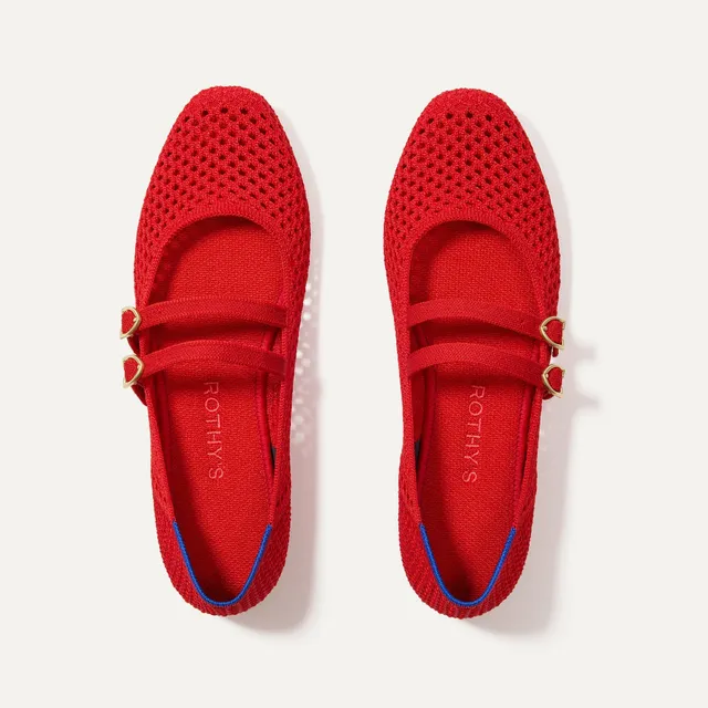 Rothy's The Double Buckle Mary Jane ballerine rosso mesh
