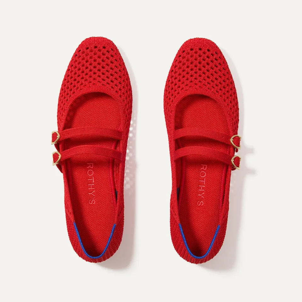 Rothy's The Double Buckle Mary Jane ballerine rosso mesh