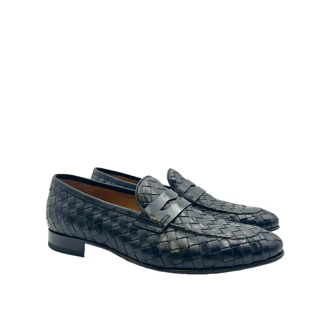 Sandro Barbera 42204 Penny Loafer mocassini uomo nero intreccio
