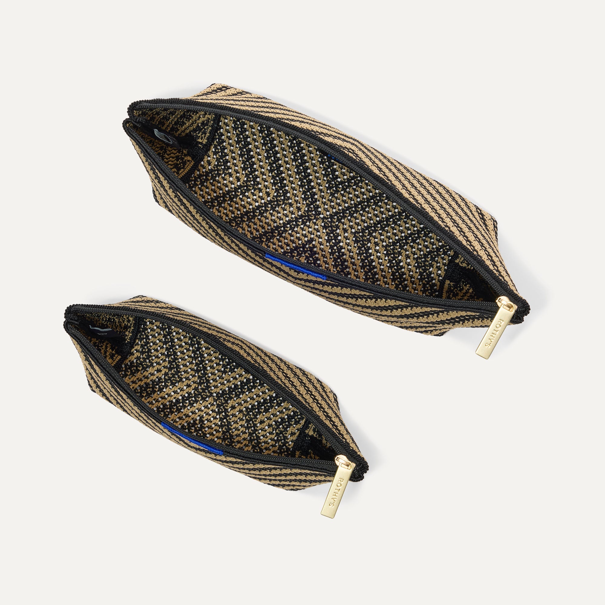 Rothy's The Travel Pouch Set pochette viaggio Toffee Chevron 2 pezzi