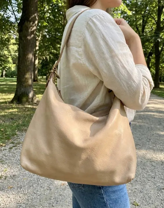 Sandro Barbera BAYL49 borsa spalla pelle taupe vintage 46 cm