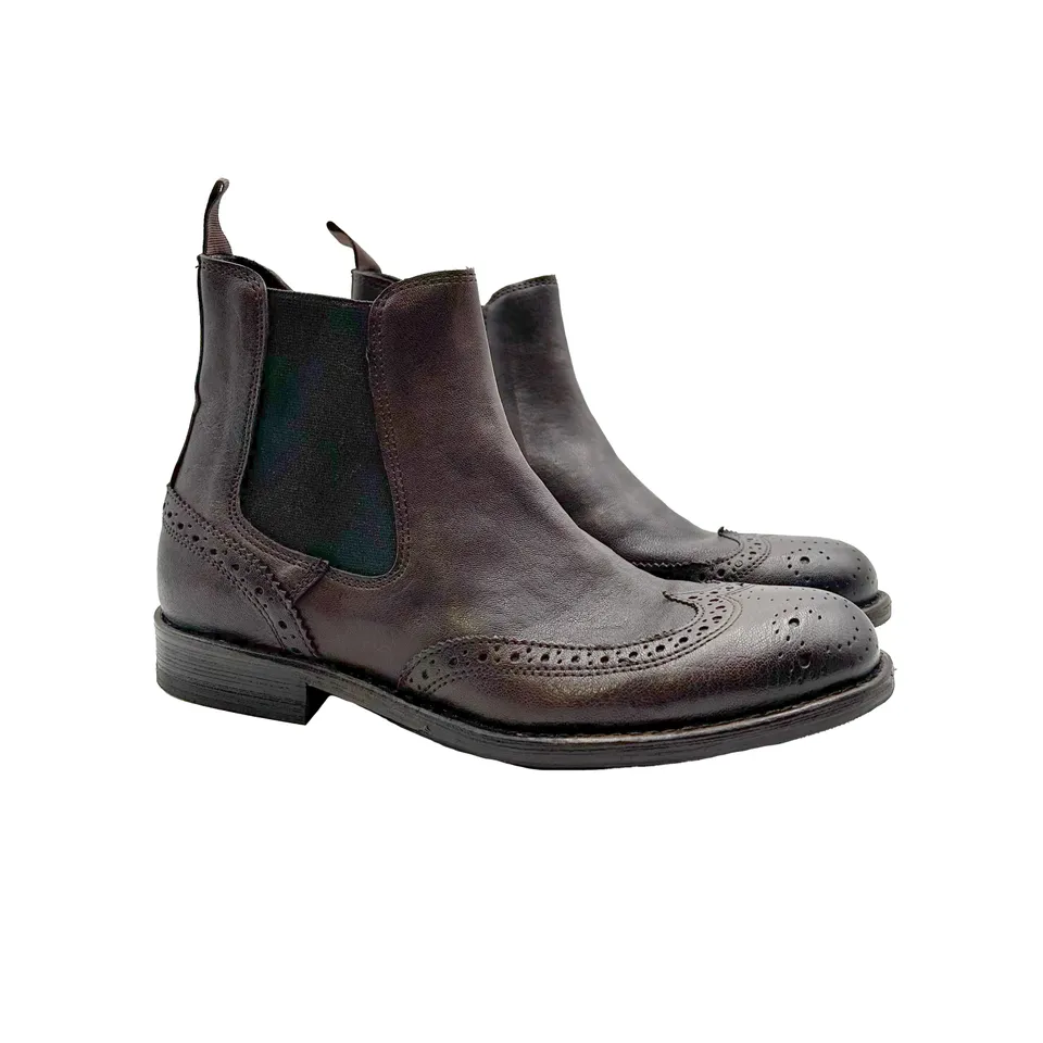 Sandro Barbera D34229 Chelsea Brogue stivaletti moro stone wax