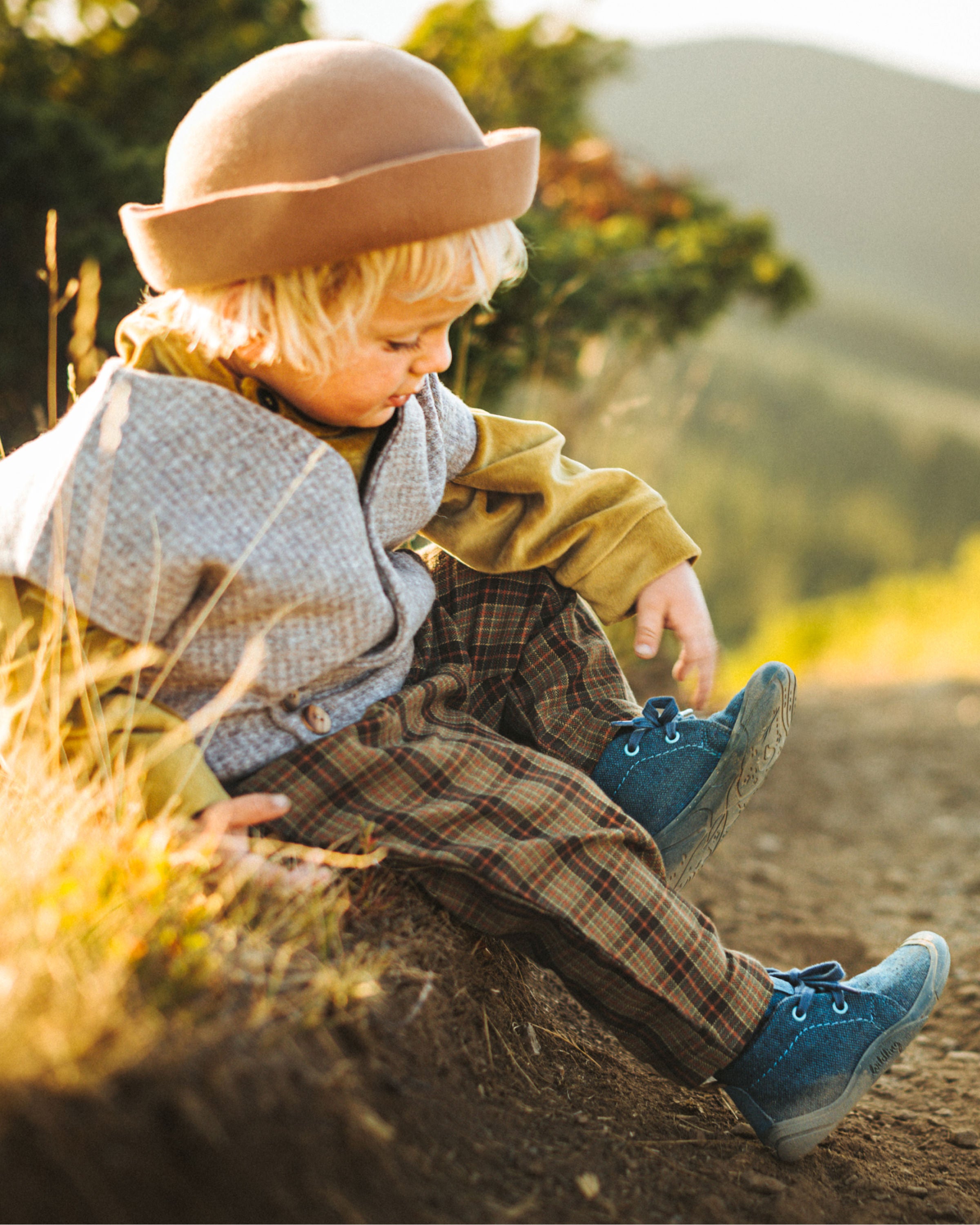 Wildling Shoes Marron Smaragdin stivaletti bimbi verde lana