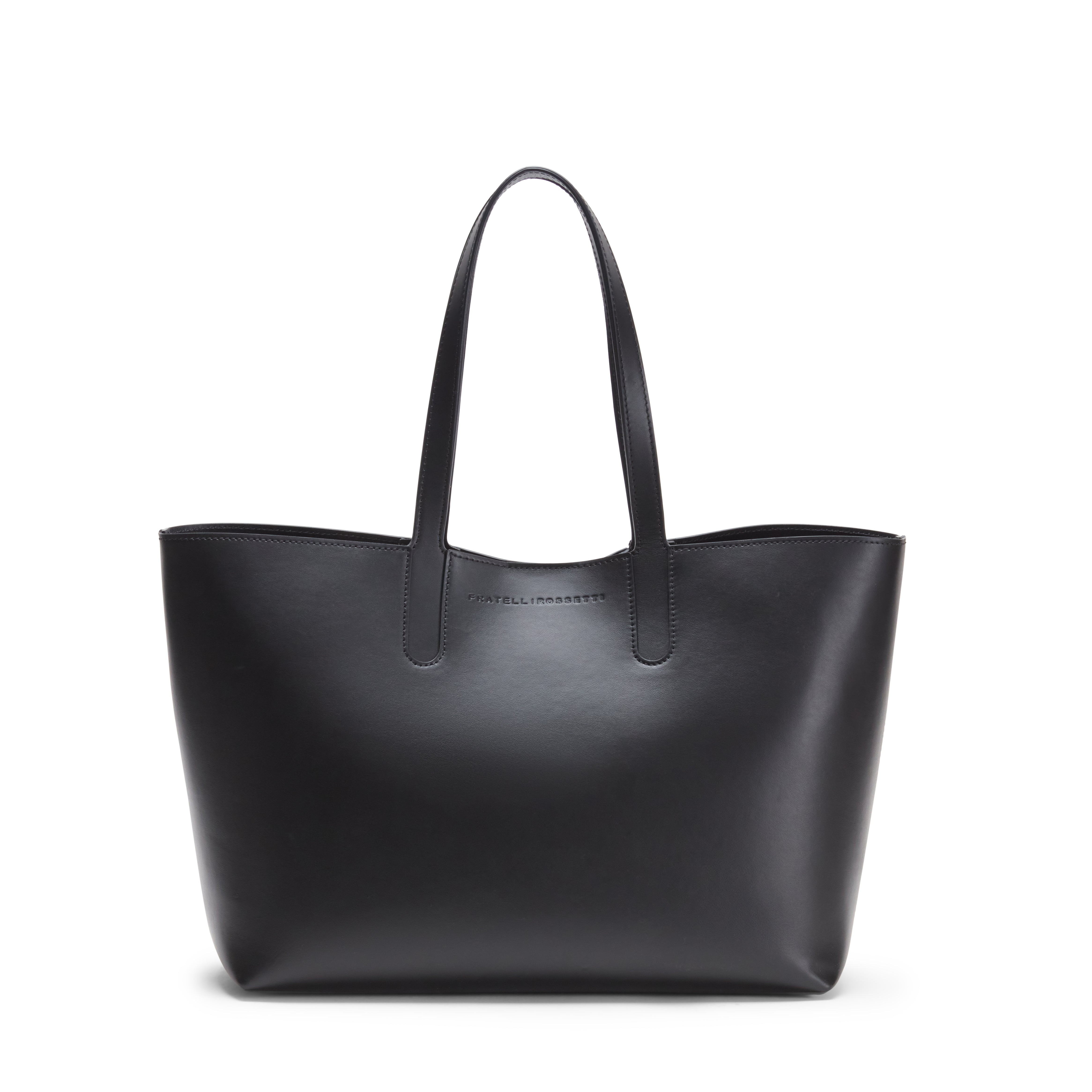 F.lli Rossetti Nelly shopping bag pelle nera con pochette