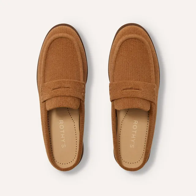 Rothy's The Penny Loafer Mule mocassini Caramel velluto
