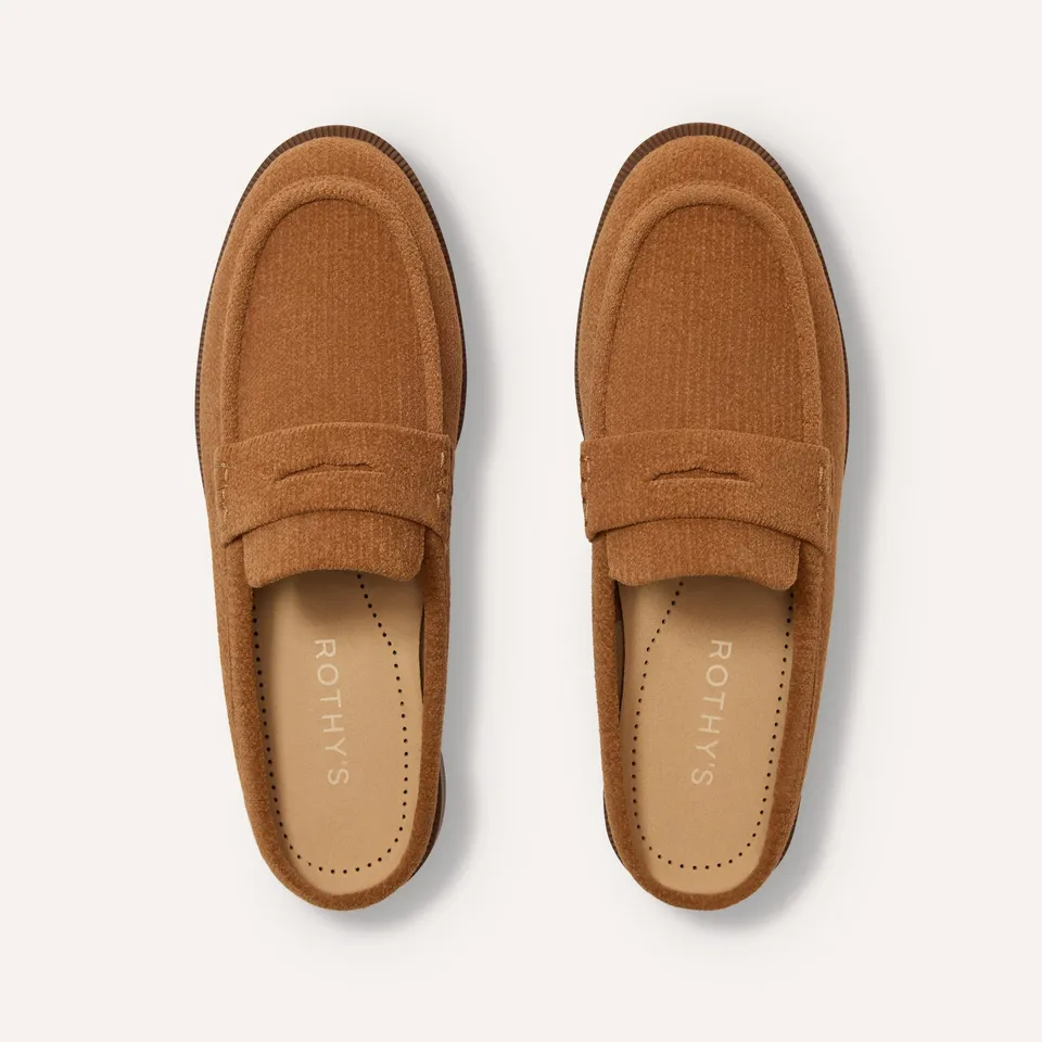 Rothy's The Penny Loafer Mule mocassini Caramel velluto