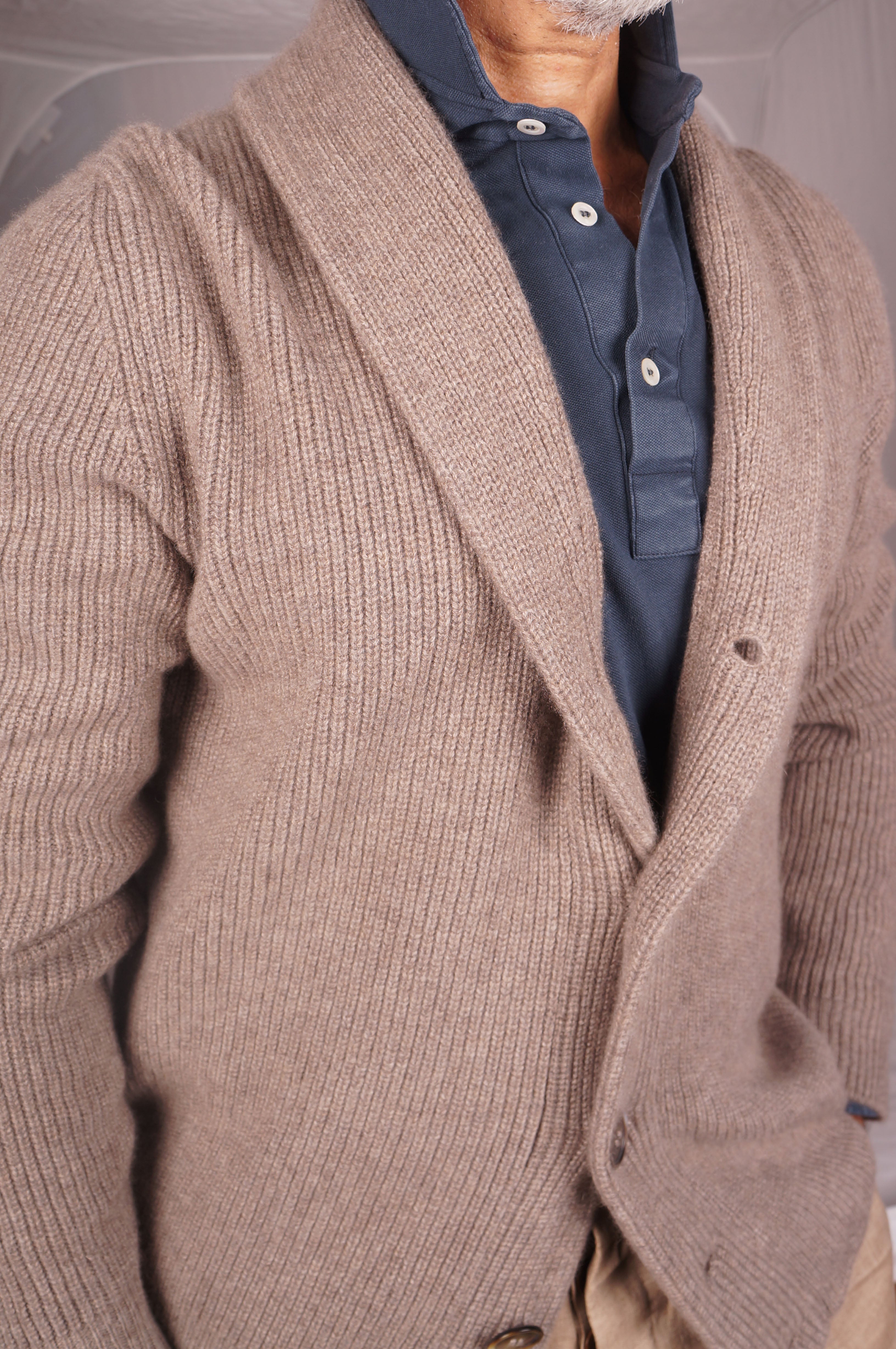 Stefano Bemer Knitwear cardigan cashmere tortora 50 Loro Piana