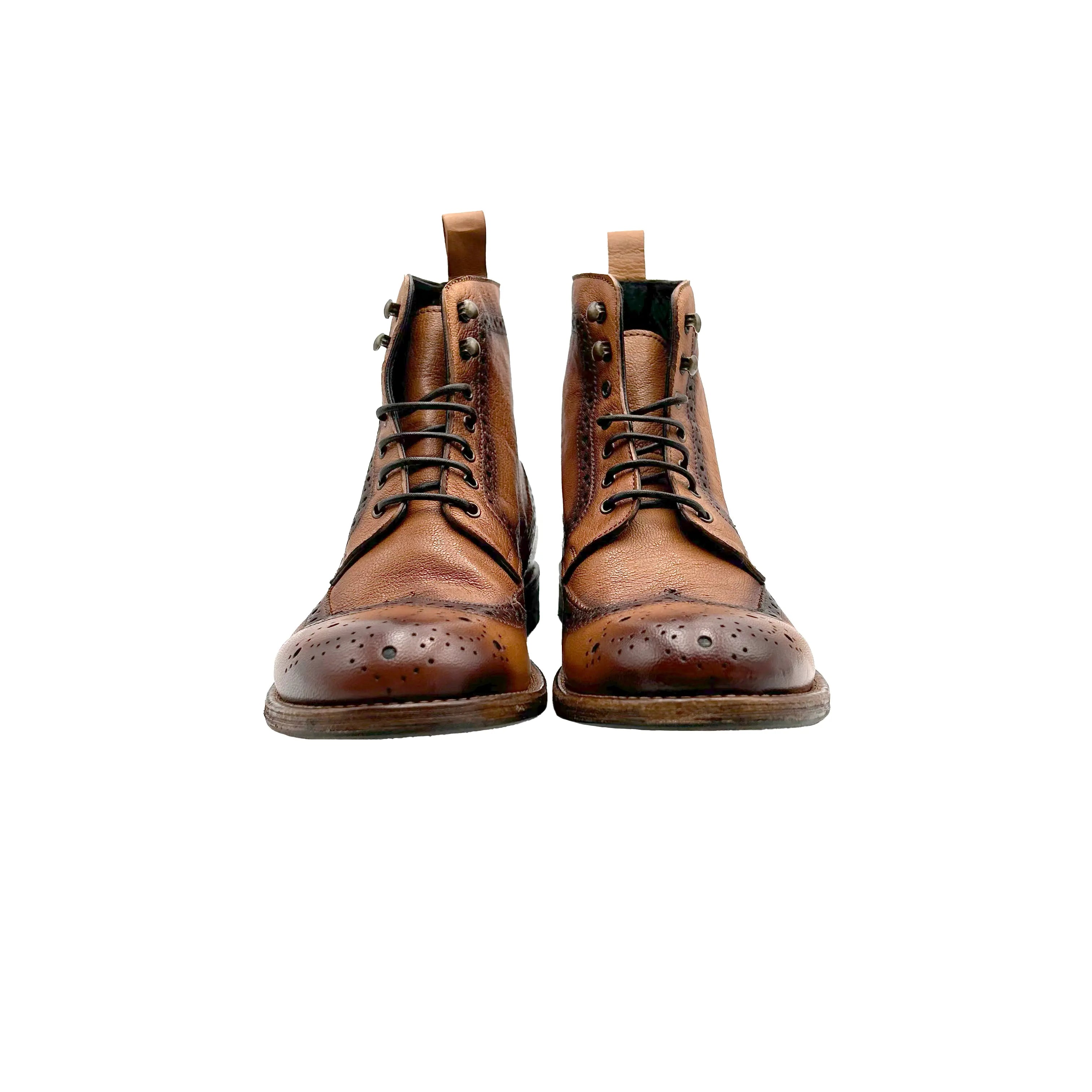 Sandro Barbera D1712 Stivaletto Full Brogue cuoio Stone Wax